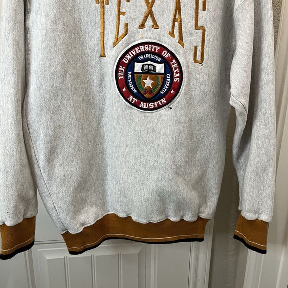 VTG Legends Athletic University of Texas UT Embroidered Ringer Sweatshirt Size L - Picture 3 of 11